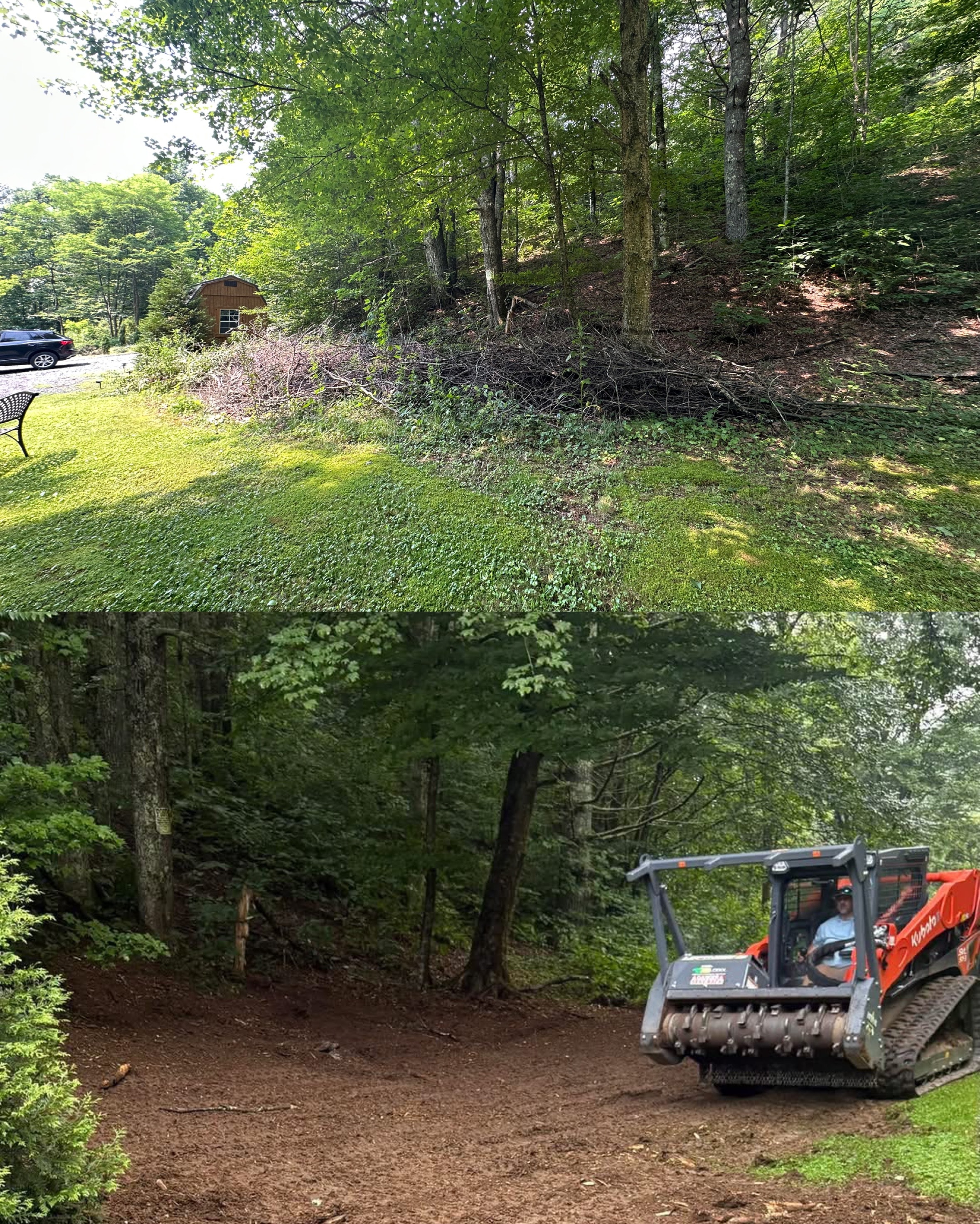 Yard clearing with equipment
